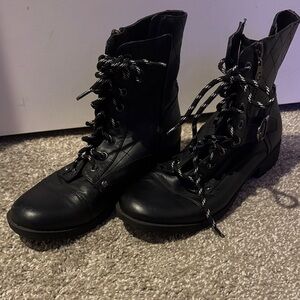G by Guess Black Lace-Up Combat Boots